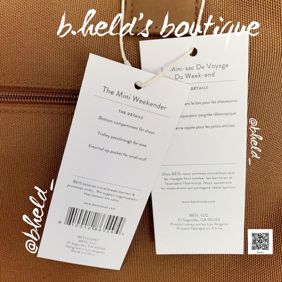BÉIS The Mini Weekender in Maple Brown Brand New NWT - Picture 3 of 16